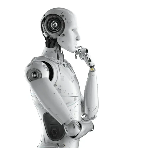 AI Robot Illustration – Rithom Consulting Futuristic background visual for Artificial Intelligence Consulting
